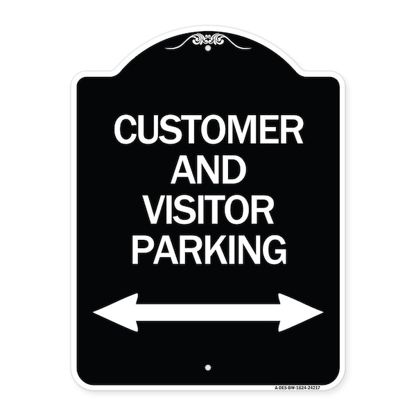 Signmission Customer and Visitor Parking Bidirectional Arrow Heavy-Gauge Aluminum Sign, 24" x 18", BW-1824-24217 A-DES-BW-1824-24217 - main